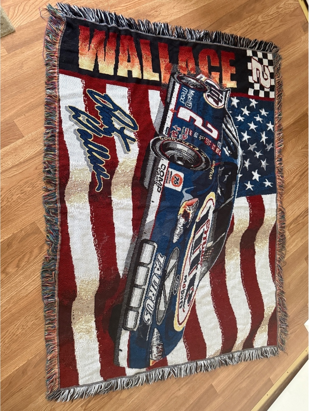Vintage Dale Earnhardt Jr. Wallace NASCAR Woven Throw Blanket